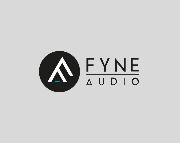 Logo von Fyne Audio mit stilisiertem "A" in einem Kreis.